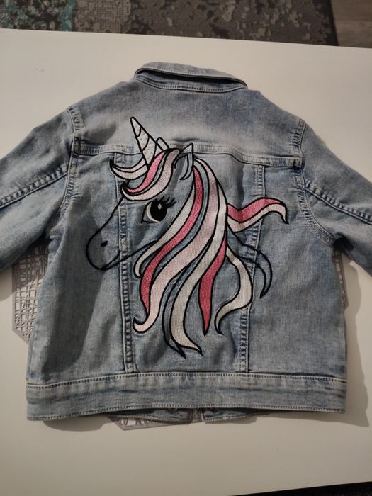 Katana jeansowa dziewczęca 122 z jednorożcem