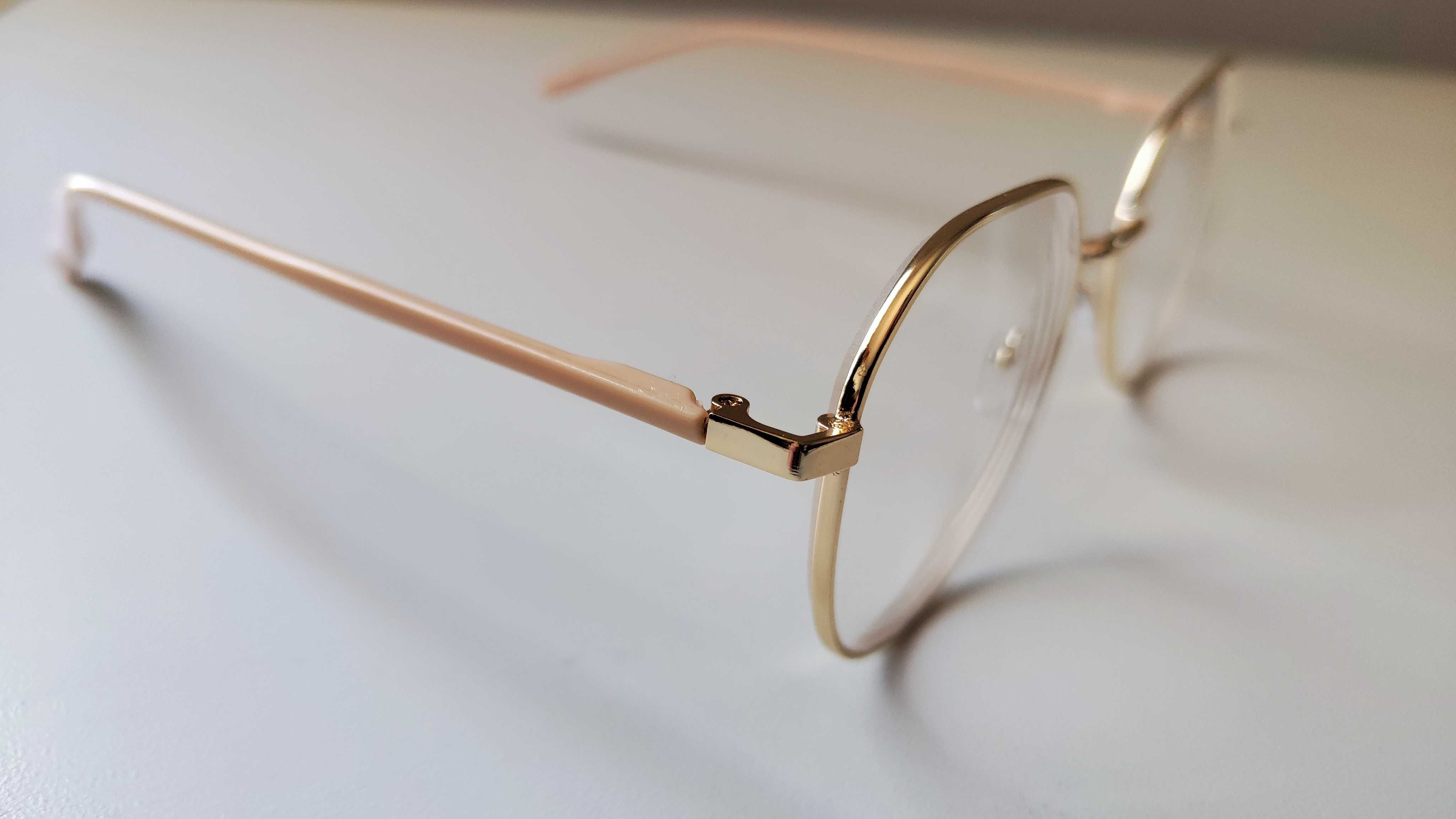 Óculos com armação dourado rosa para miopia