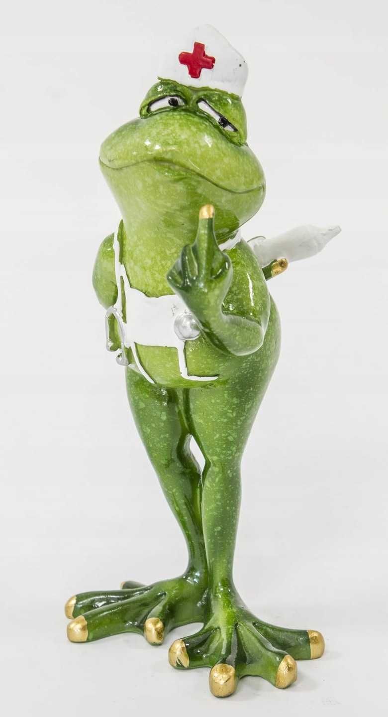 Figurka żaba pielęgniarka z lewatywą