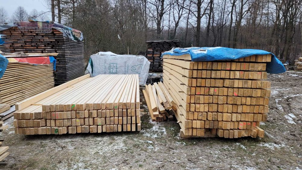 Kantówka krawędziak drewno konstrukcyj świerk sucha 14x14, 14x7 tarcic