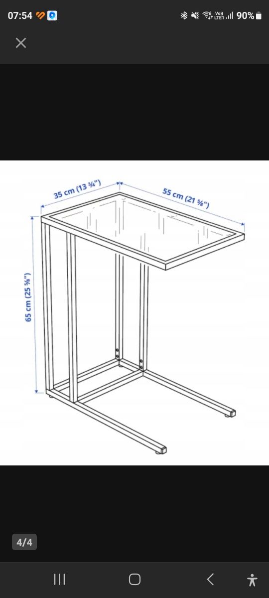 Stolik nowy  Ikea vittsjo pod laptop czarny 35x65