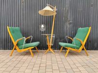 Fotele+ lampka stojąca ÚLUV, Czechosłowacja '50-60 Design Prl- UNIKAT!