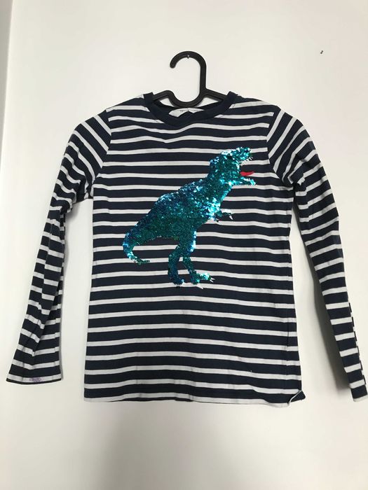 Bluzka H&M z cekinowym dinozaurem 6-8l (122-128cm)