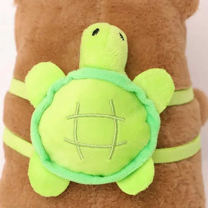 Мягкая игрушка Капибара с рюкзаком 30см, Плюшевая капибара с черепахой