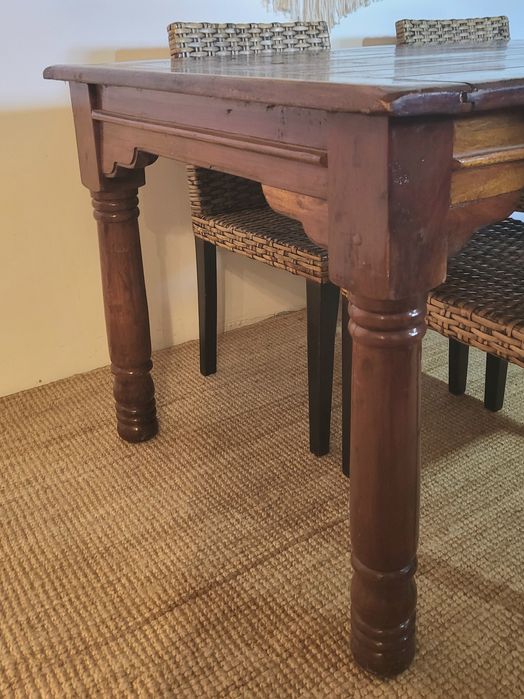 mesa e 4 cadeiras, refeições, secretaria, indiana, oriental, rustico