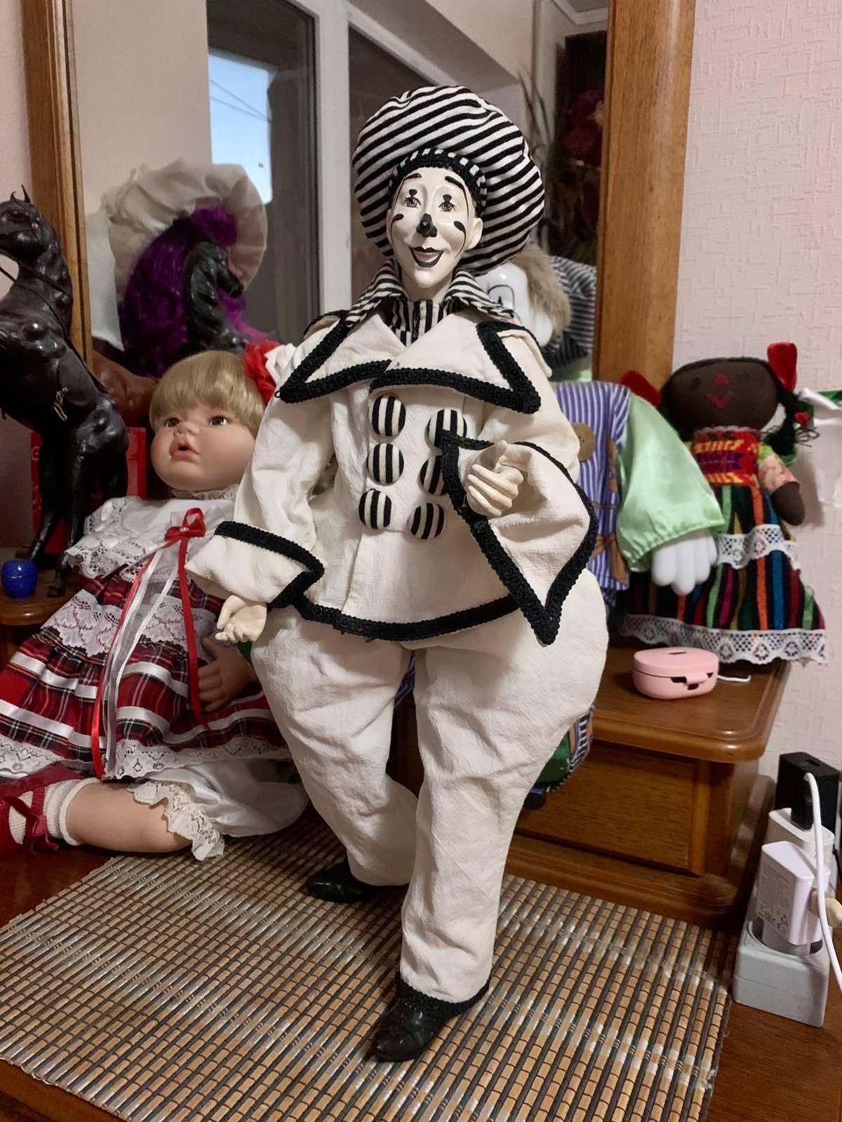Интерьерная, коллекционная кукла Пьеро, арлекин, Франция, hand made