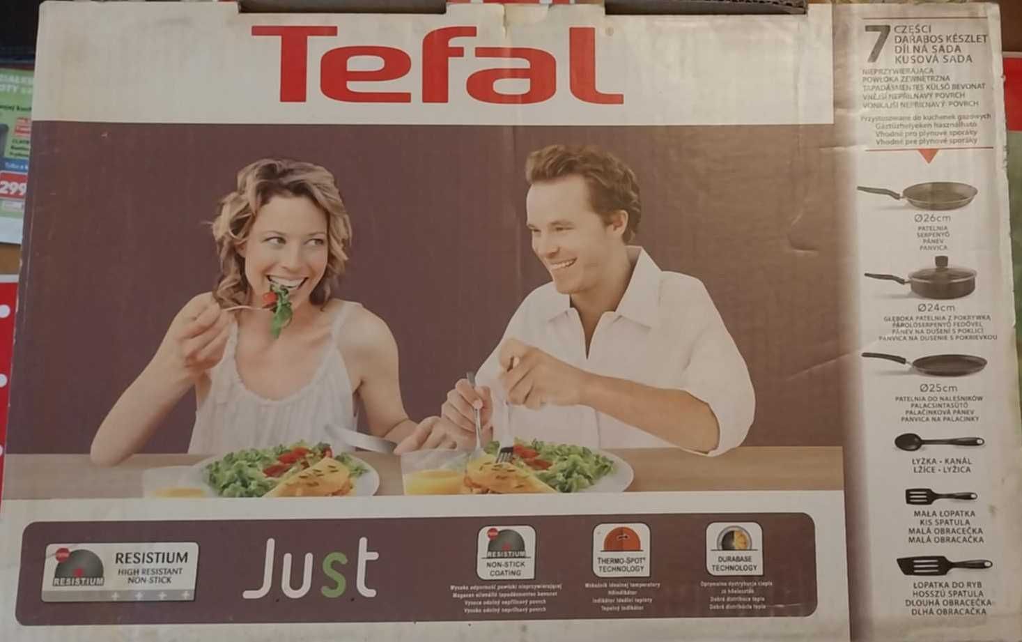 Patelnie Tefal Zestaw Plus Łopatki Nowe