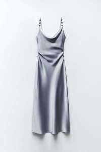 Женское атласное нарядное платье ZARA