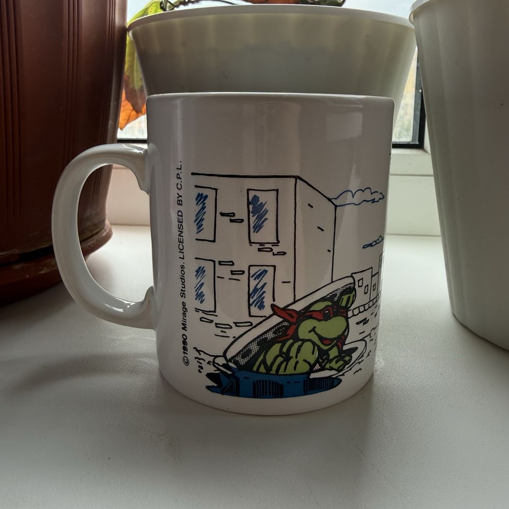 Винтажная кружка TMNT Leonardo 1990 г Черепашки ниндзя оригинал