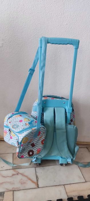 Mochila escolar trolley mais lancheira criança