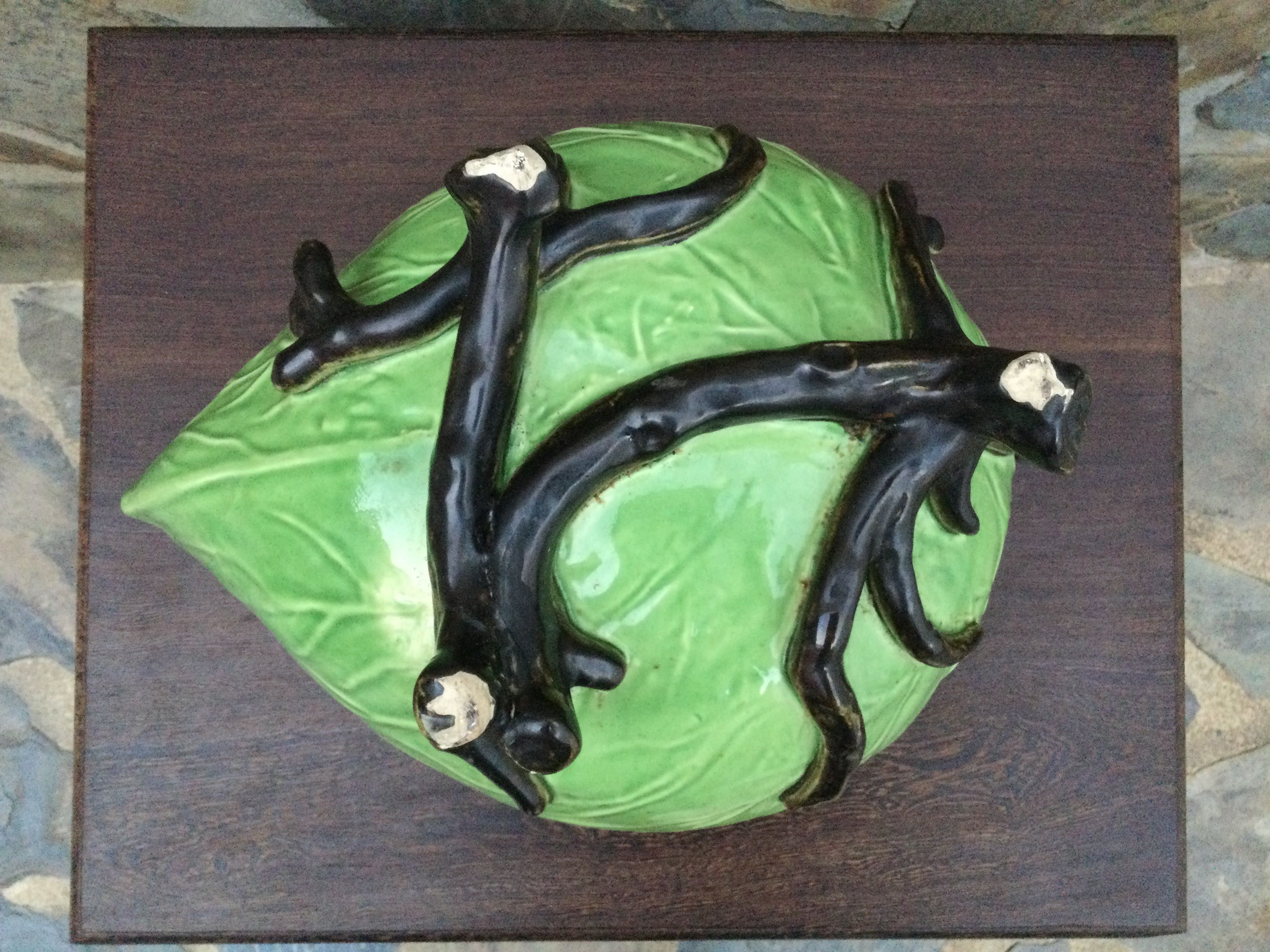 Grande Cachepôt Couve Cerâmica Chinesa Séc XIX 36 cm