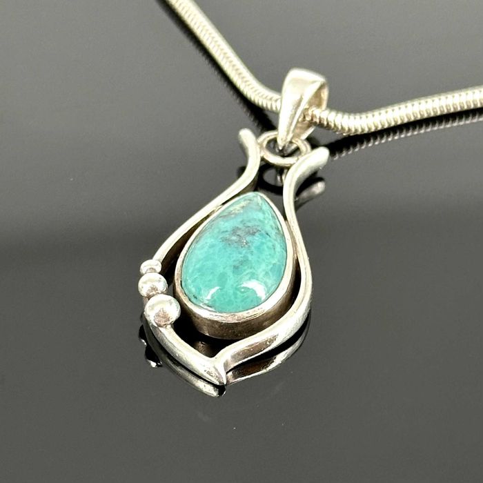 Srebro - Srebrna przywieszka do łańcuszka z Turkusem - próba 925