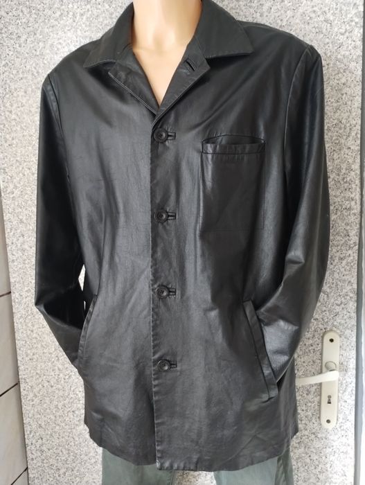 Strelson kurtka męska czarna skórzana marynarka xl 54 płaszcz krótki