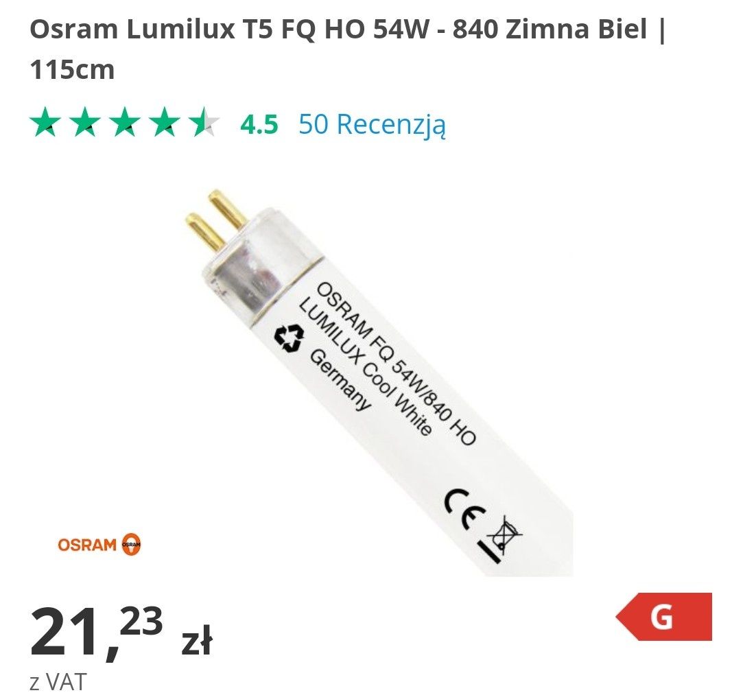 Żarówka Osram Lumilux T5 FQ HO 54W 840 Cool White