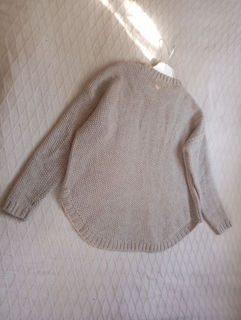 MANGO S-M beżowy sweter warkoszowy splot