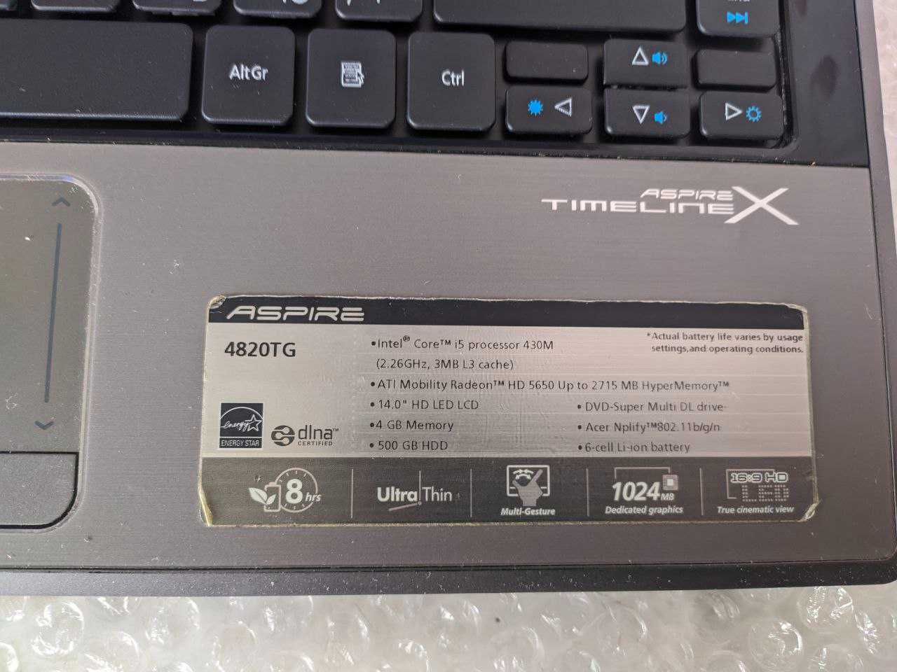 Ноутбук Acer Aspire 4820TG