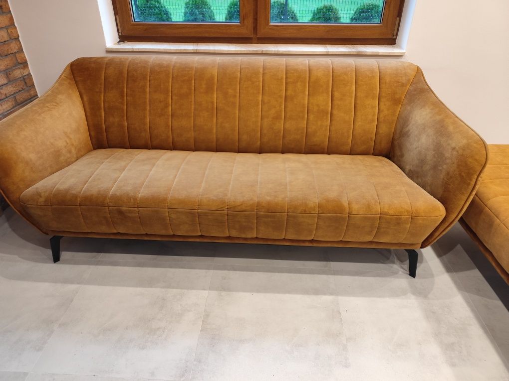 Flori Canvani Piękna stylowa Sofa 3 osobowa + hoker pufa
