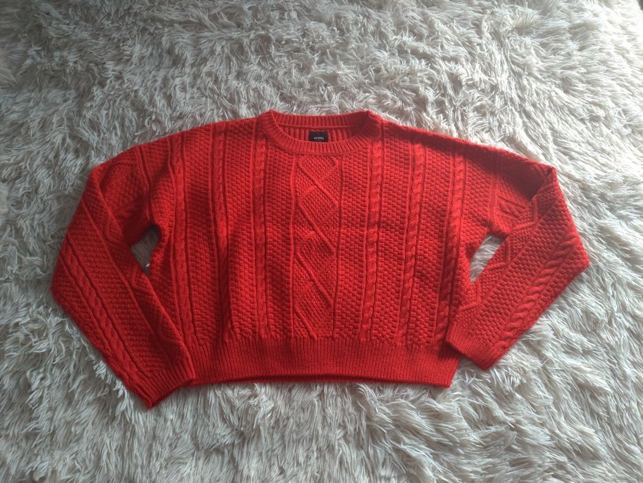 Sweter sweterek XS 34 Sinsay czerwony typu crop top krótszy sweter