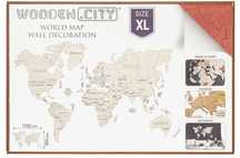 Mapa świata XL, kolor coral. Wooden.City