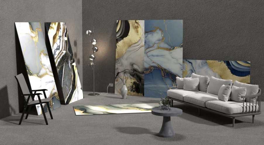 Gres polerowany 120x60 EFEKT ZŁOTA marmur błękit BLUE WYSOKI POŁYSK