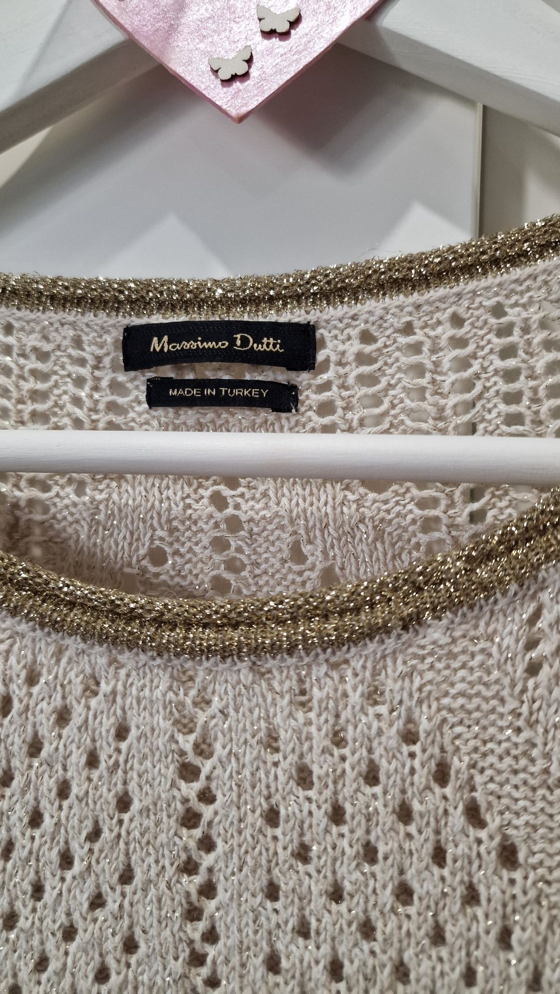Swetr sweterek Massimo Dutti 40 38 m l ażurowy dzianina nitka złoty