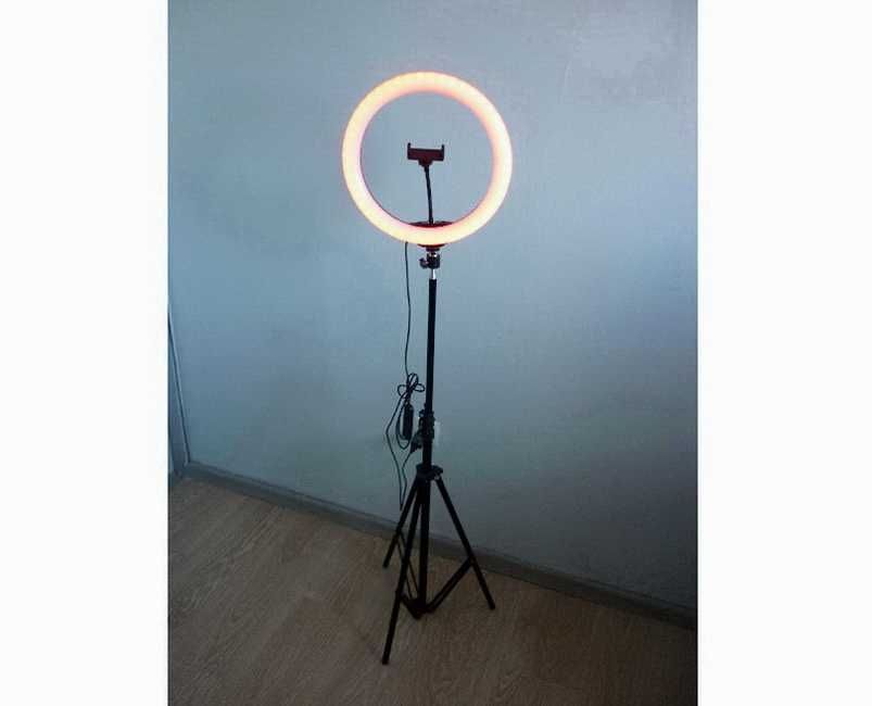 Кольцевая Лампа RgB cо штативом и селфи пультом, цветной и белый свет