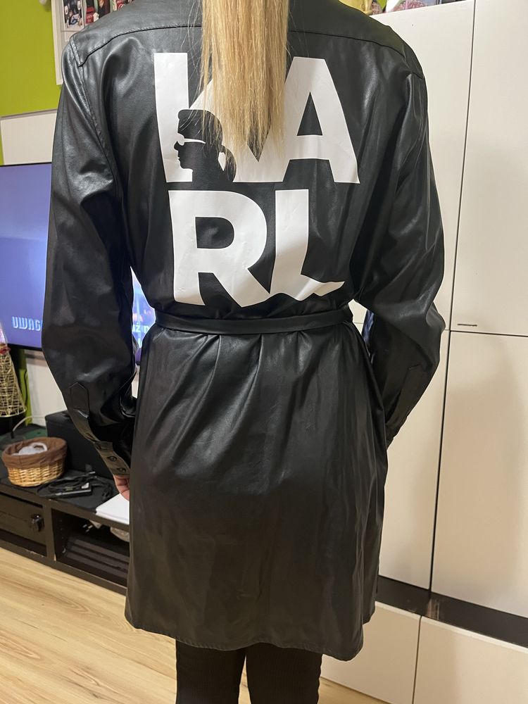 Sukienka szmizjerka płaszcz Karl Lagerfeld czarna rozmiar L