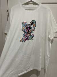 Modna bluzka t-shirt rozmiar 52 kreskówka nadruk kolorowy królik nowa
