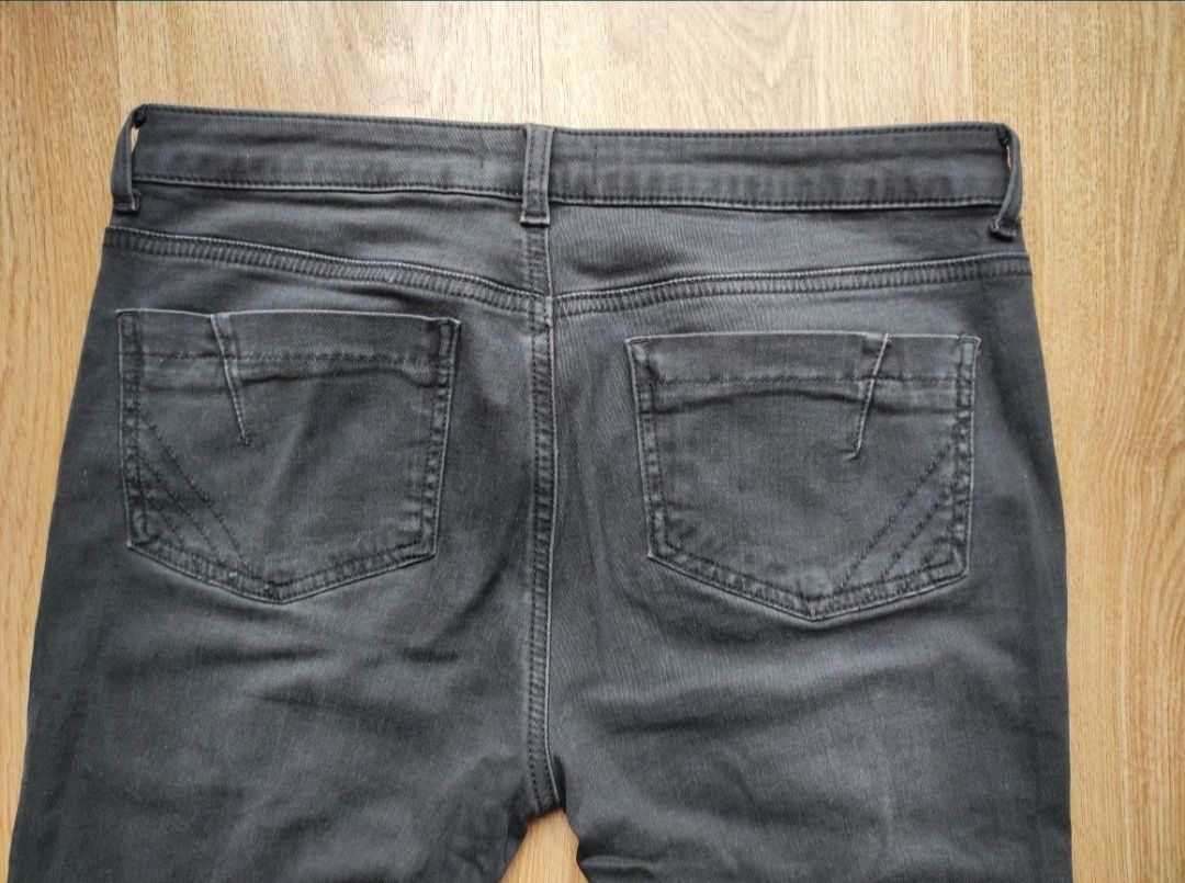 Spodnie czarne damskie jeans M Mint Velvet z przeszyciami suwakami