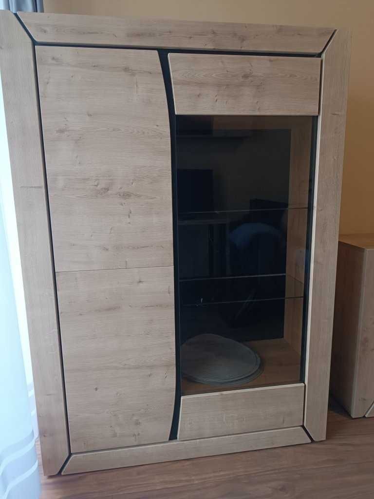 Zestaw mebli KOBE - 2x szafka + witryna + 2 półka wisząca