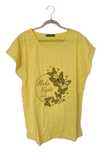 Żółty oversizowy T-shirt z nadrukiem w motylki
