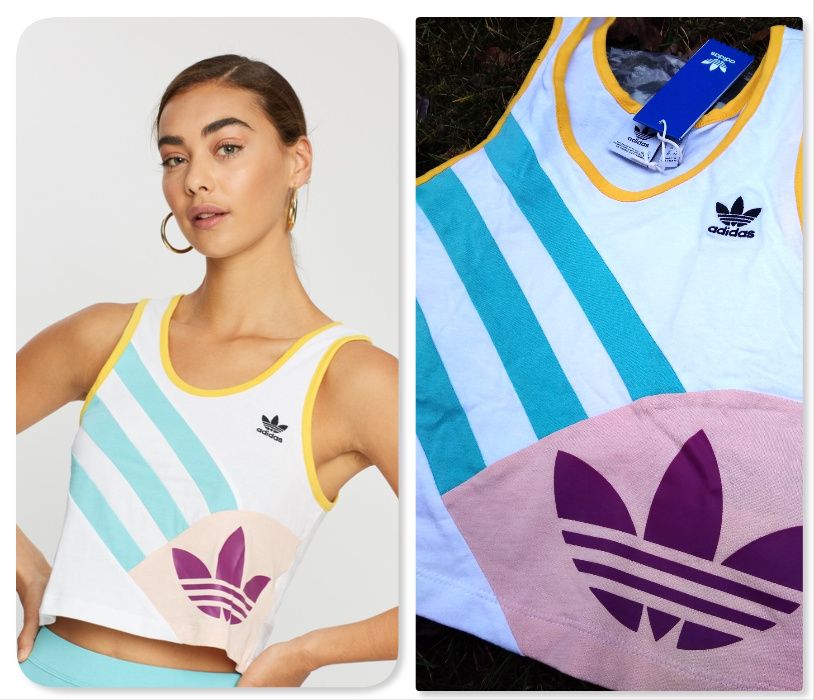 Adidas koszulka crop top retro 90s