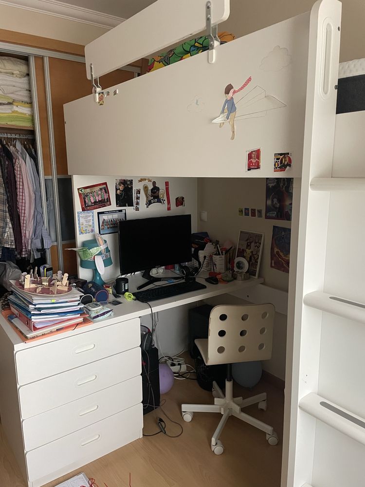 Beliche cama armario e estante SMASTAD