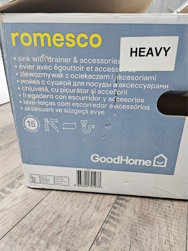 Zlewozmywak granitowy GoodHome Romesco 1-komorowy czarny