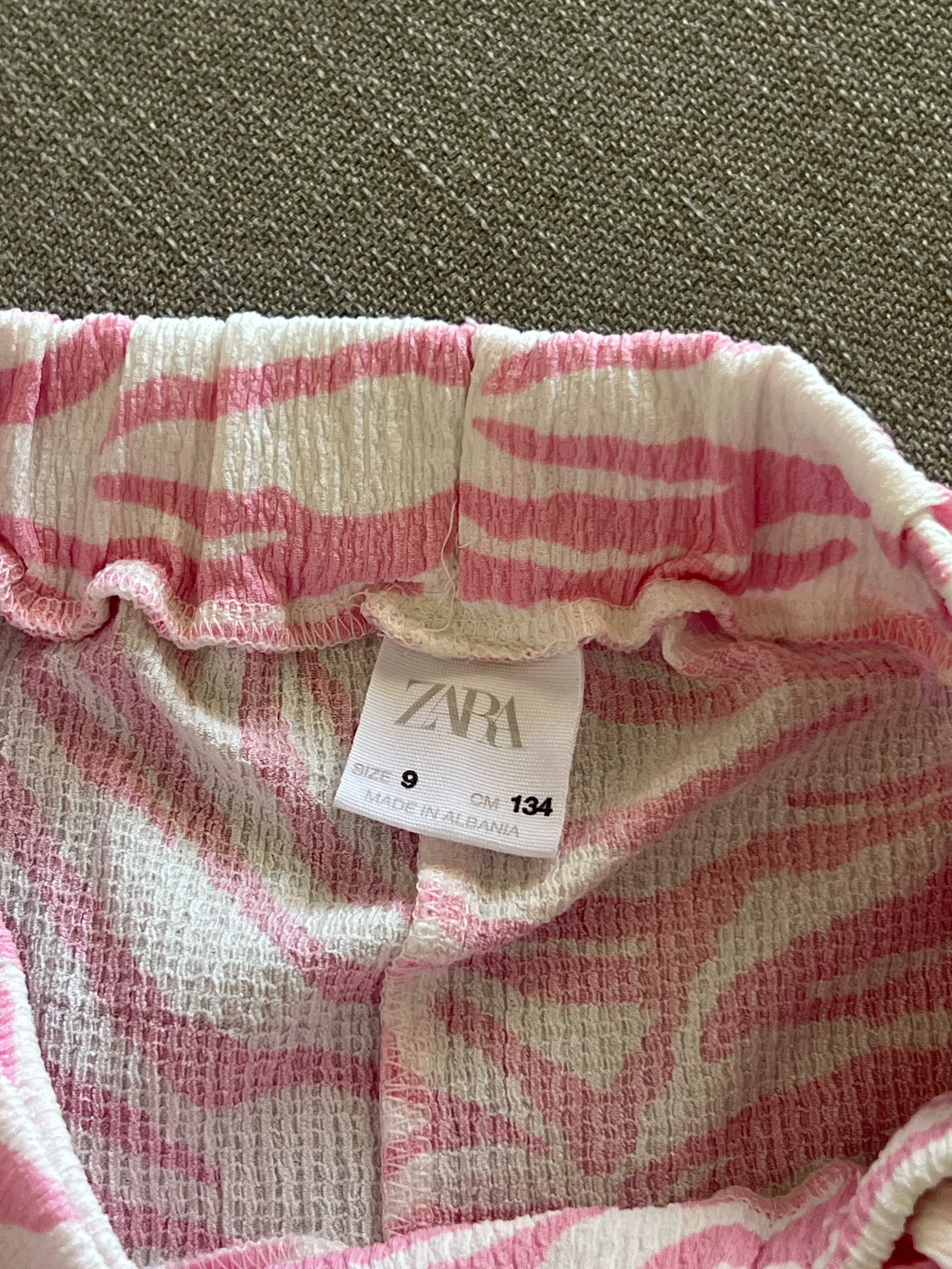 ZARA Kids Calças Largas com Estampa de Zebra Rosa – 9 Anos (134 cm)