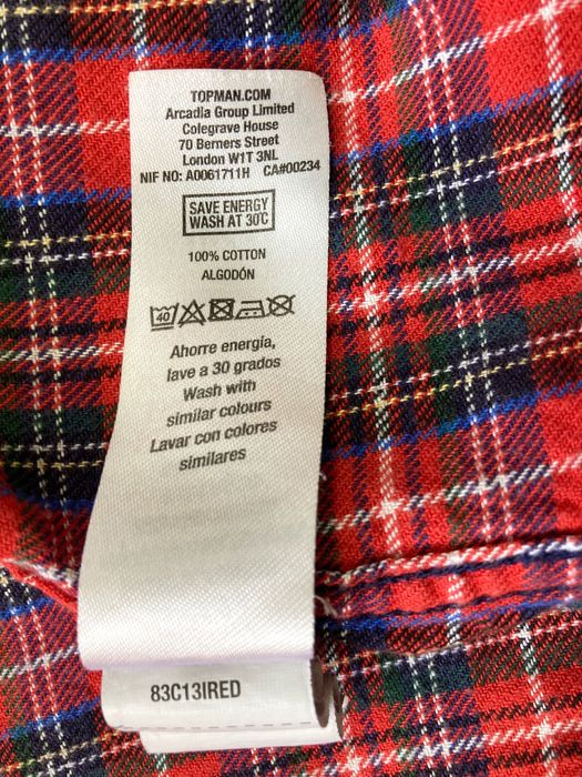 Męska koszula, TOPMAN, rozmiar M, czerwono-czarna, krata, bawełna
