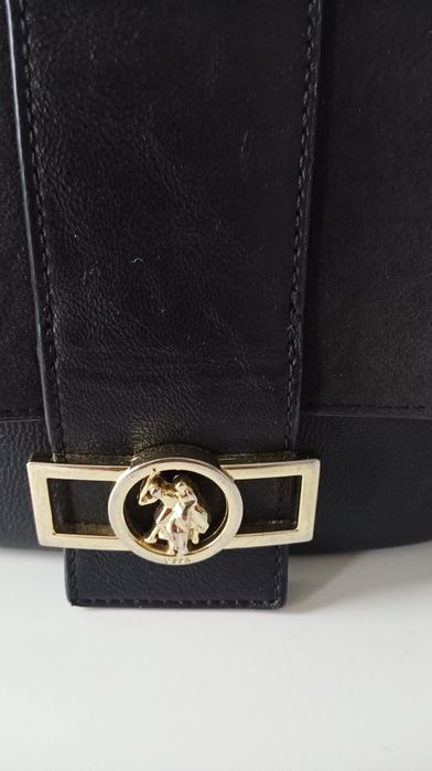U.S. Polo. Assn czarna oryginalna torebka listonoszka na ramię szeroki