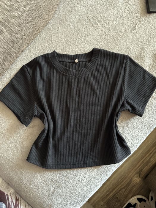 Топ в рубчик, чорний, S-M