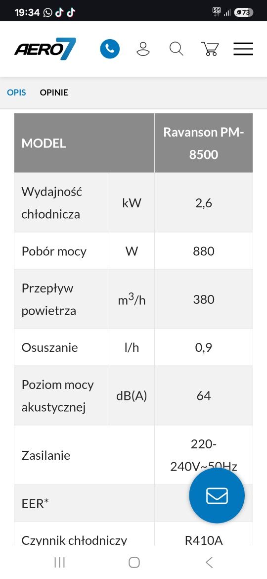 Klimatyzator Ravanson PM-8500S
