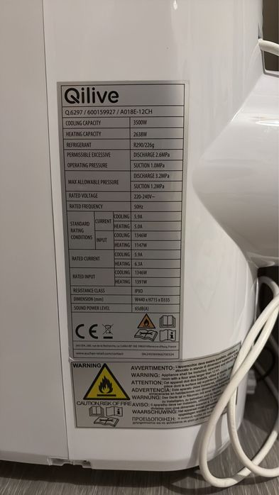 AC Portatil Qilive 12.000BTU