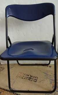 Krzesło Plastikowe Składane Granatowe, Stelaż Metalowy Czarny