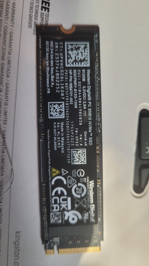 Ssd WD SN810 512gb m.2 sdcqnry-512g-1006 gen4