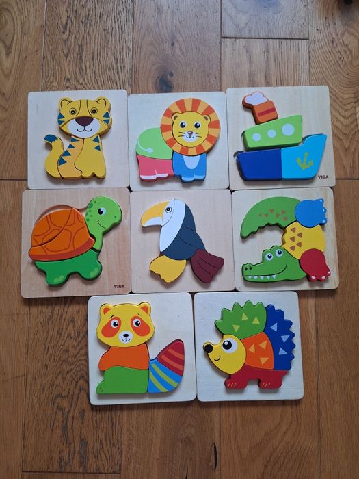 Drewniane układanki, puzzle dla 2-latka