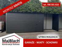 Garaż Blaszany GRAFITOWY Wiata Śmietnikowa -Garaże Blaszane -Maj-Blach