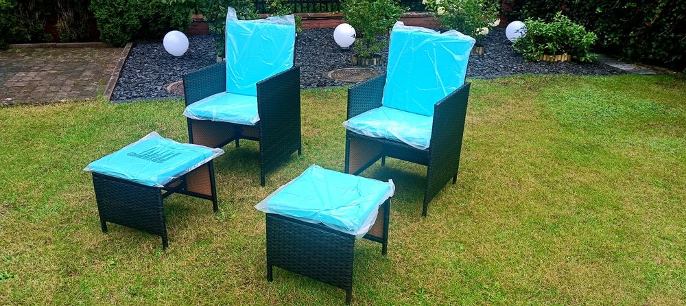 Fotele ogrodowe z podnóżkami cena za komplet