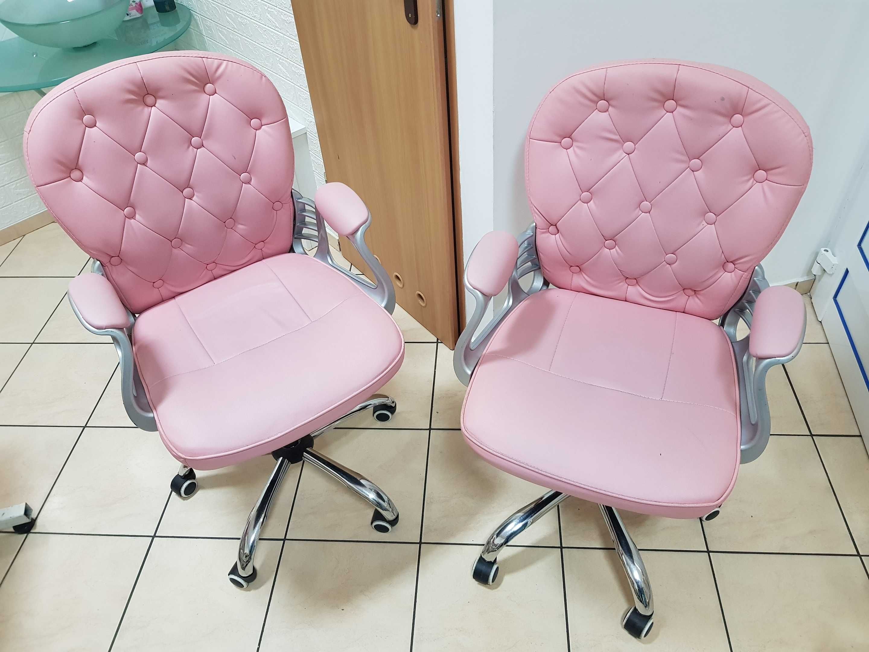 Krzesło biurowe - fotel obrotowy różowy do salonu, gabinetu ( PIŁA )
