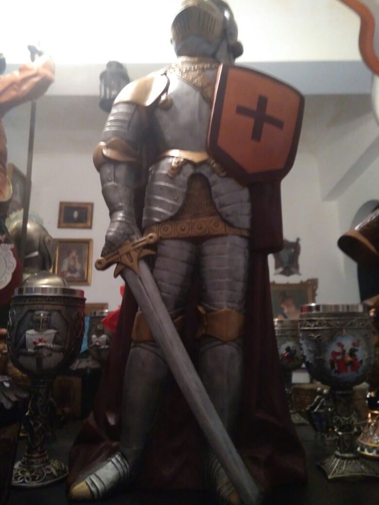 Estátua Cavaleiro 57cm Guerreiro Armadura Medieval Antigo coleção