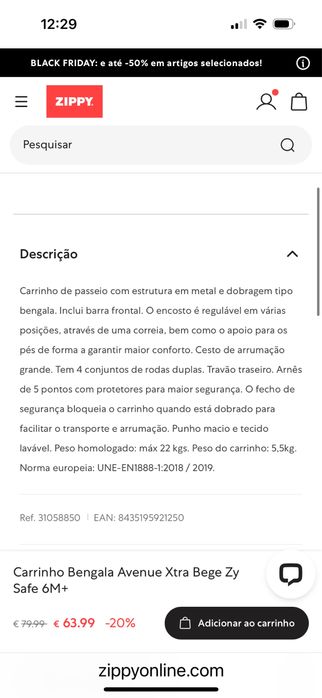 Carrinho de bebé Zippy