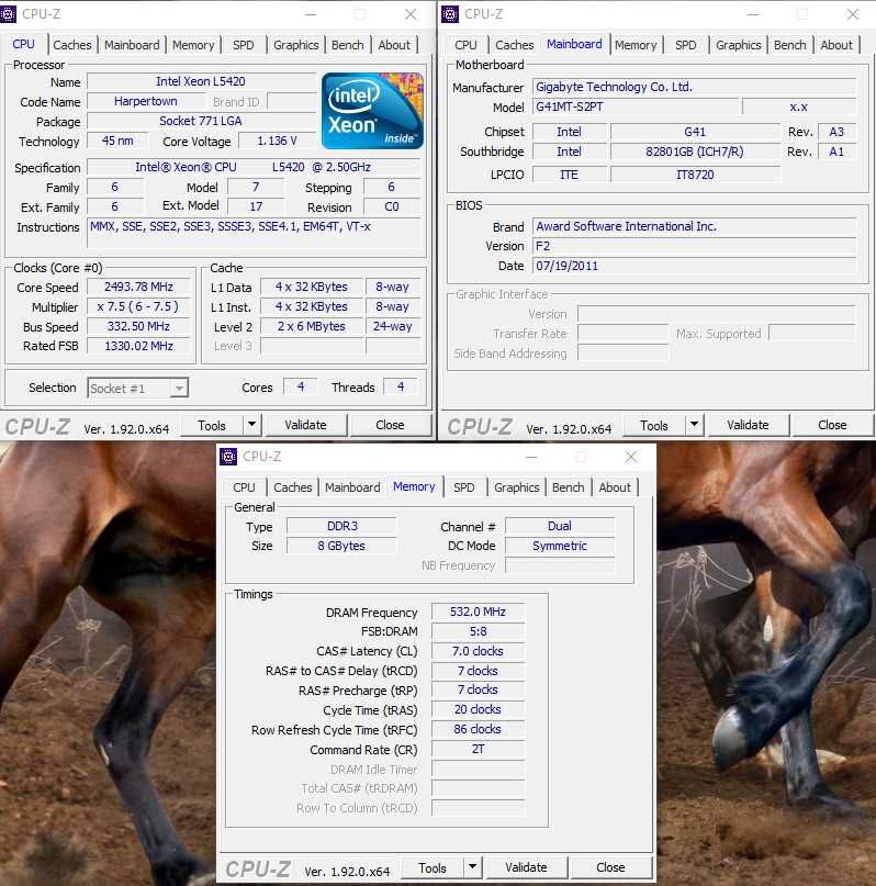 Комплект 4 ядра Intel® Xeon® L5420/Gigabyte GA-G41MT-S2PT/ 8 Gb DDR3