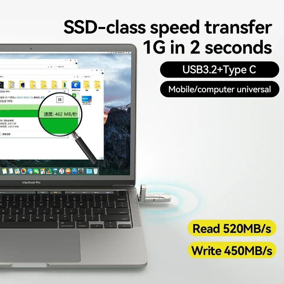 Movespeed 256Gb USB3.2 твердотельный накопитель флешка Type c